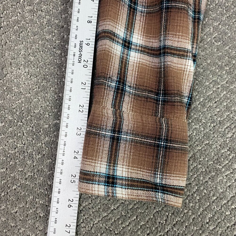 Vintage Wrangler Pearl Snap Flannel Shirt Men's XL Brown Check Plaid Wester - Picture 11 of 11